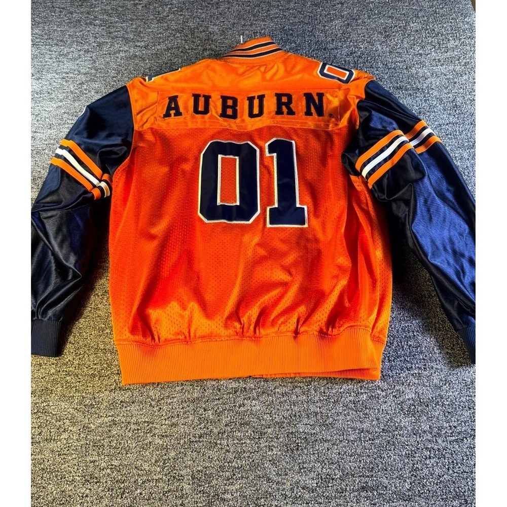 Vintage Auburn Tigers NCAA Football Jacket Mens Orange Navy Full Zip Winter #01 - Picture 8 of 15